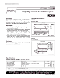 LC75392 datasheet: Single-chip electronic volume control system LC75392