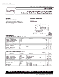 2SC5299 datasheet: NPN triple diffused planar silicon transistor, ultrahigh-deflection CTR display horizontal deflection output application 2SC5299