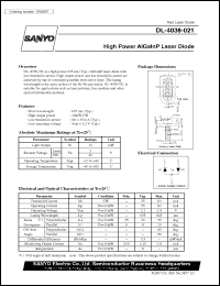 DL-4038-021 datasheet: High power AlGalnP laser diode DL-4038-021