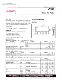 LA1600 datasheet: 1-band AM radio LA1600