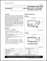 LC321664AT-80 datasheet: 1MEG (65536words x 16bit) DRAM fast page mode, byte write LC321664AT-80