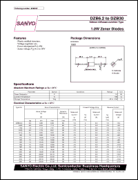 DZB11C datasheet: Silicon diffused junction type, 1W Zener diode DZB11C