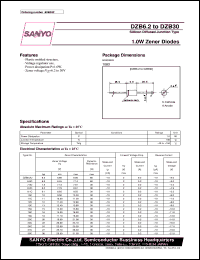 DZB13C datasheet: Silicon diffused junction type, 1W Zener diode DZB13C