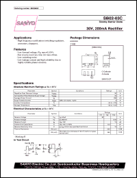 SB02-03C datasheet: Shottky barrier diode, 30V/200mA rectifier SB02-03C