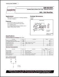SB100-05H datasheet: Shottky barrier diode, 50V/10A rectifier SB100-05H