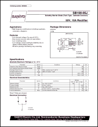 SB100-05J datasheet: Shottky barrier diode, 50V/10A rectifier SB100-05J