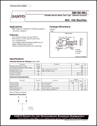 SB100-09J datasheet: Shottky barrier diode, 90V/10A rectifier SB100-09J