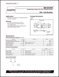 SB120-05H datasheet: Shottky barrier diode, 50V/12A rectifier SB120-05H