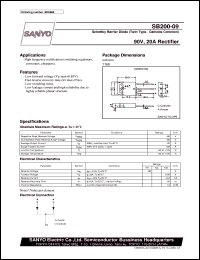 SB200-09 datasheet: Shottky barrier diode, 90V/20A rectifier SB200-09