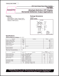 TS7990 datasheet: NPN triple diffused planar silicon transistor, ultrahigh-definition CTR display horizontal deflection output application TS7990