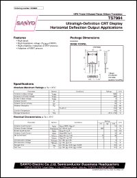 TS7994 datasheet: NPN triple diffused planar silicon transistor, ultrahigh-definition CTR display horizontal deflection output application TS7994