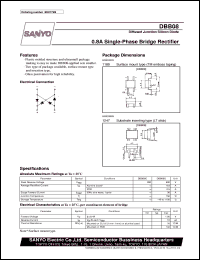 DBB08 datasheet: Diffused junction silicon diode, 0,8A single-phase bridge rectifier DBB08