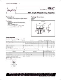 DBF40T datasheet: Diffused junction silicon diode, 4A single-phase bridge rectifier DBF40T