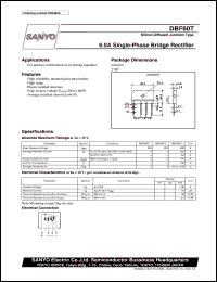 DBF60T datasheet: Diffused junction silicon diode, 6A single-phase bridge rectifier DBF60T