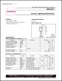 2SC5417 datasheet: NPN triple diffused planar silicon transistor, inverter lighting application 2SC5417