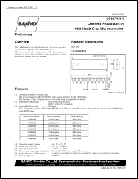 LC86P4564 datasheet: One-time PROM built-in 8-bit single chip microcontroller LC86P4564