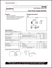 DFA08 datasheet: Silicon diffused junction diode, 0,8A power supply rectifier DFA08