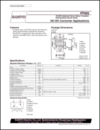 FP303 datasheet: NPN epitaxial planar silicon transistor + schottky barrier diode, DC-DC convertor application FP303