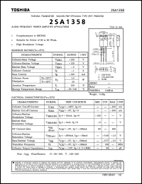 2SA1358 datasheet: Silicon PNP transistor for audio frequency power amplifier applications 2SA1358