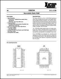 X20C04D-25 datasheet: 4K (512 x 8 bit) nonvolatile static RAM X20C04D-25