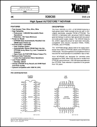 X20C05PI-55 datasheet: 4K (512 x 8 bit) high-speed autostore NOVRAM X20C05PI-55