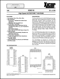 X20C16P-45 datasheet: 16K (2K x 8bit) high-speed autostore NOVRAM X20C16P-45