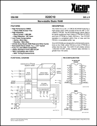 X22C10DM datasheet: 256 bit (64 x 8) nonvolatile static RAM X22C10DM