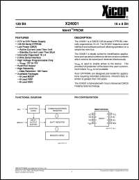 X24001M-2,7 datasheet: 128bit (16 x 8) identi PROM X24001M-2,7