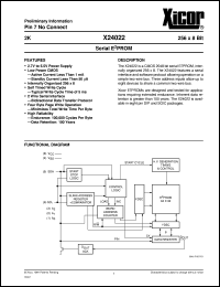 X24022PM-3 datasheet: 2K (256 x 8bit) serial E2PROM X24022PM-3