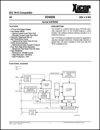 X24026X-2,7 datasheet: 2K (256 x 8bit) CMOS serial E2PROM X24026X-2,7