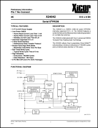 X24042P datasheet: 4K (512 x 8bit) serial E2PROM X24042P