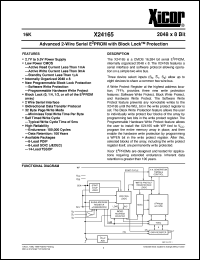 X24165PI datasheet: 16K (2048 x 8bit) advanced 2-wire serial E2PROM with block lock protection X24165PI