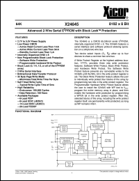 X24645P-2,7 datasheet: 64K (8192 x 8bit) advanced 2-wire serial E2PROM with block lock protection X24645P-2,7