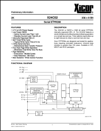 X24C02PI datasheet: 2K (256 x 8bit) serial E2PROM X24C02PI