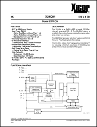 X24C04P datasheet: 4K (512 x 8bit) serial E2PROM X24C04P