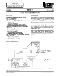 X24C44DM datasheet: 256 bit (16 x 16bit) serial nonvolatile static RAM X24C44DM