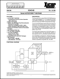 X24C45PI datasheet: 256 bit (16 x 16bit) serial autostore NOVRAM X24C45PI