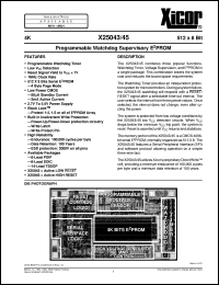 X25043PI datasheet: 4K (512 x 8bit) programmable watchdog supervisory E2PROM X25043PI