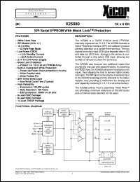 X25080PM datasheet: 8K (1K x 8bit) SPI serial E2PROM with block Lock protection X25080PM