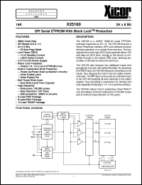 X25160PI-2,7 datasheet: 16K (2K x 8bit) SPI serial E2PROM with block lock protection X25160PI-2,7