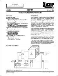 X25401PI datasheet: 256bit (16 x 16bit) SPI serial autostore NOVRAM X25401PI