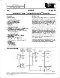 X25642PI datasheet: 64K (8K x 8bit) Advanced SPI serial E2PROM with block lock protection X25642PI