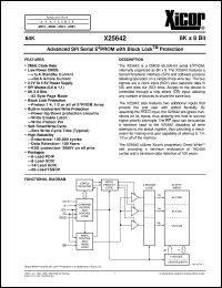 X25642SM datasheet: 64K (8K x 8bit) Advanced SPI serial E2PROM with block lock protection X25642SM