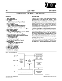 X25F047S-5 datasheet: 4K (512 x 8bit) SPI SerialFlash with block lock protection X25F047S-5