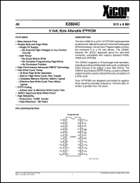 X2804CP-20 datasheet: 4K (512 x 8bit) 5 volt, byte alterable E2PROM X2804CP-20