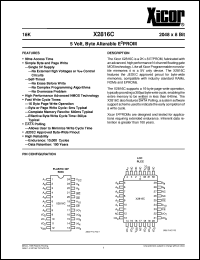 X2816CPI-15 datasheet: 16K (2048 x 8bit) 5 volt, byte alterable E2PROM X2816CPI-15