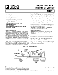 AD1672 datasheet: Complete 12-Bit, 3 MSPS Monolithic A/D Converter AD1672