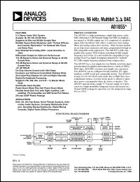 AD1855 datasheet: Stereo, 96 kHz, Multibit Sigma Delta DAC AD1855