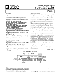 AD1859 datasheet: Stereo, Single-Supply 18-Bit Integrated (Sigma Delta) DAC AD1859
