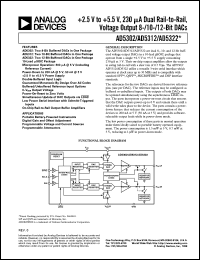 AD5312 datasheet: 2.5 V to 5.5 V, 230 µA, Dual Rail-to-Rail Voltage Output 8-Bit DAC in a 10-Lead MicroSOIC Package AD5312